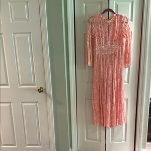 Oliphant Pink Pleated Bishop Sleeve Sundress